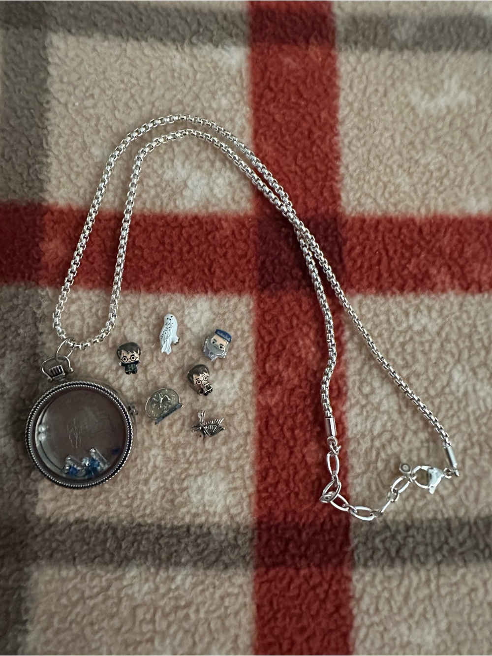 Origami Owl Ravenclaw Silver Locket Charm Necklace with Blue Accent Charms